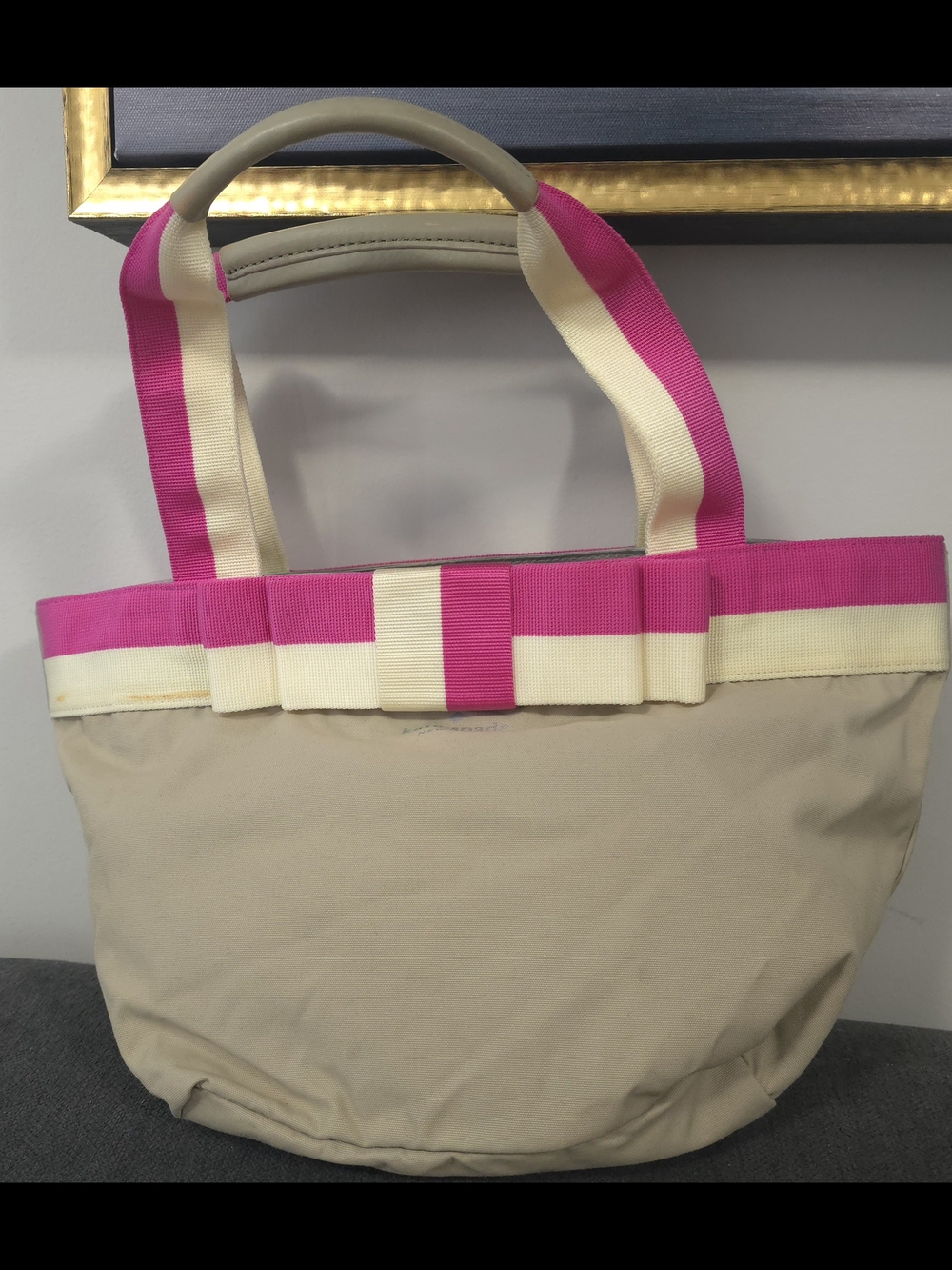 Kate Spade BeigeTote with Pink & Cream Trim